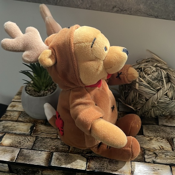 DISNEY Vintage REINDEER POOH Beanie Plush Winnie the Pooh 9" Patch Pocket 1999 - Picture 10 of 12